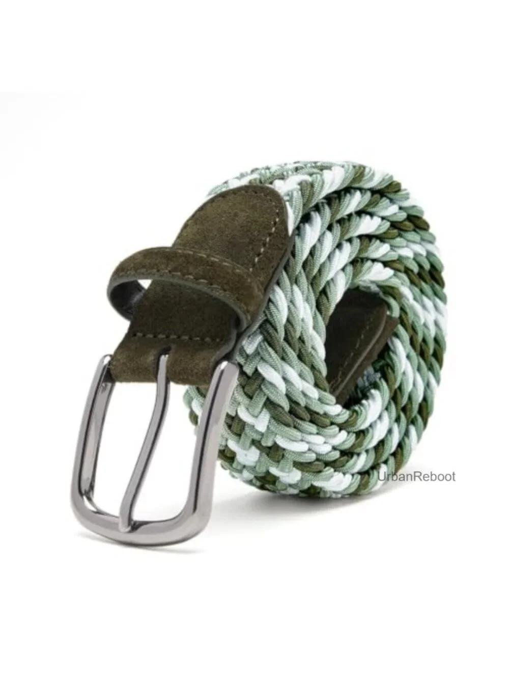Men's Stretch Braided Elastic Golf Belt, No-Hole Adjustable, Metal Buckle -